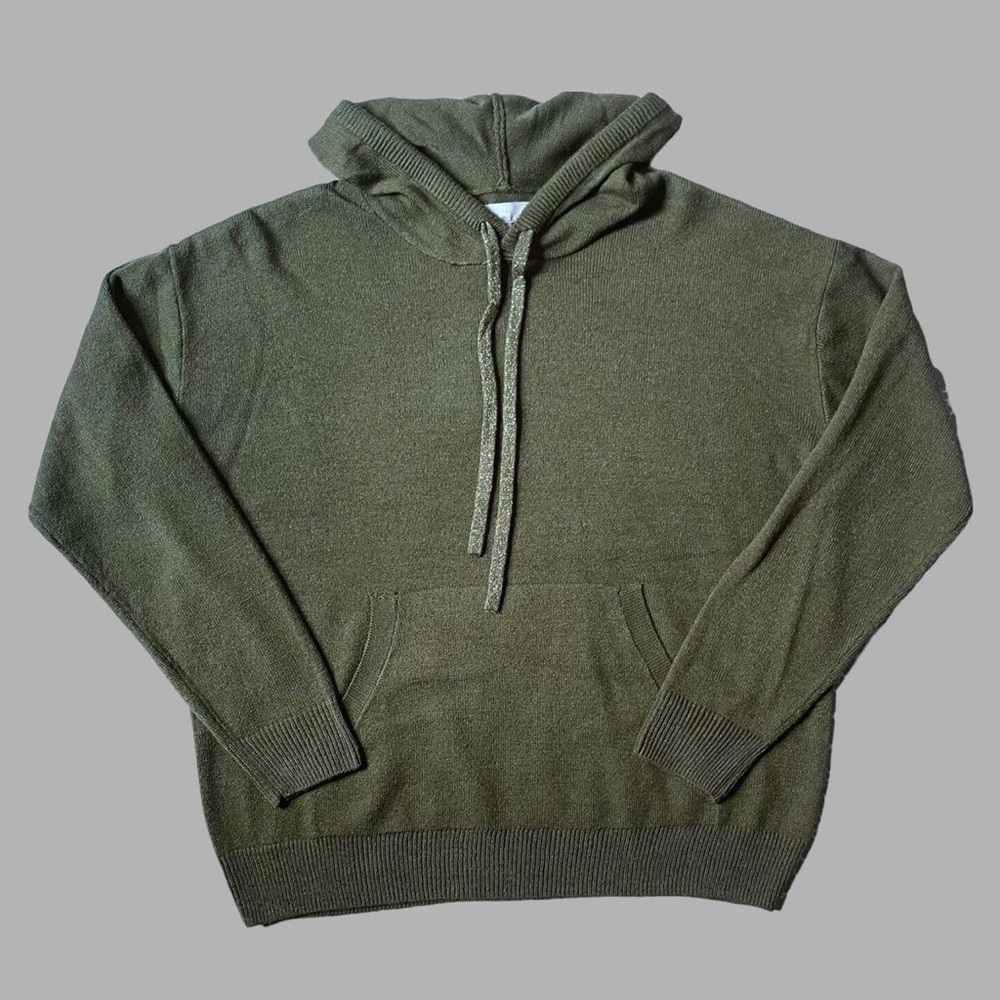 lightweight army green hoodie sweater with sparkly drawstrings